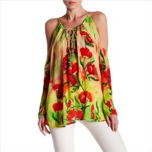 Shahida Parides Mona Lisa Cold Shoulder Silk Blouse